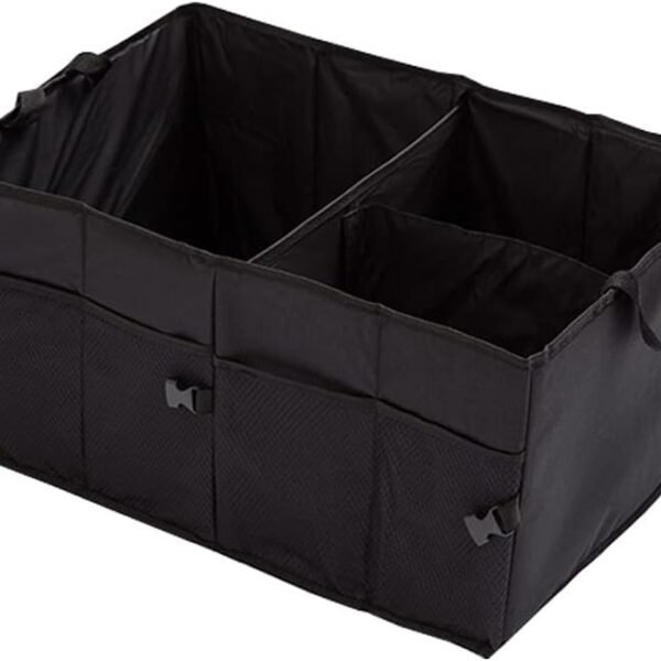 Car Trunk Organizer Black Collapsible Snack Storage Organizer Bins for SUV Sedan (Black)