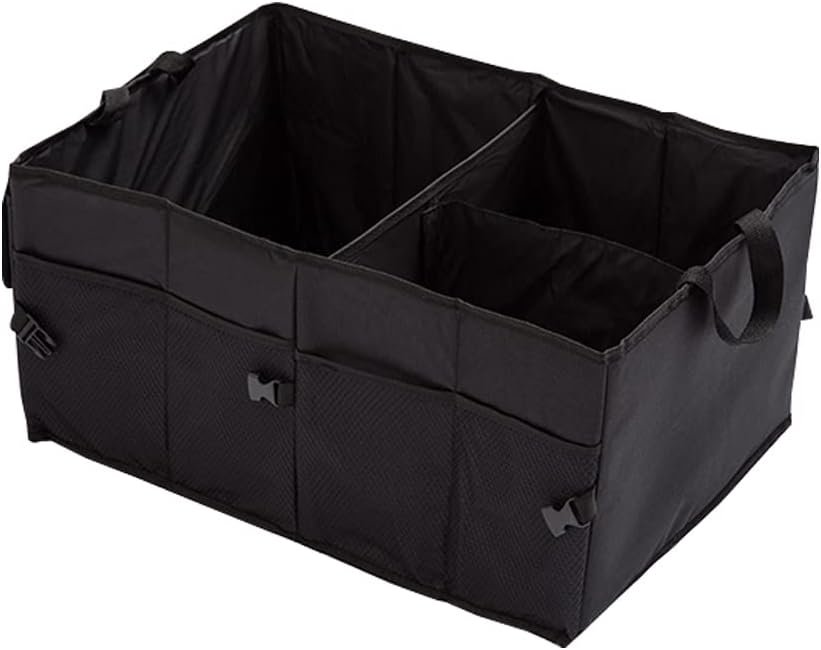 Car Trunk Organizer Black Collapsible Snack Storage Organizer Bins for SUV Sedan (Black)