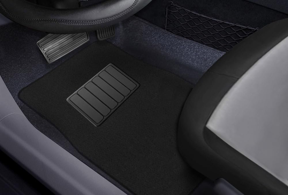 Premium Quality Carpet Vehicle Floor Mats 4-Piece Black Carpet Vehicle Floor Mats with Vinyl Heel Pad Driver Passenger and Rear Floor Mats - Image 2