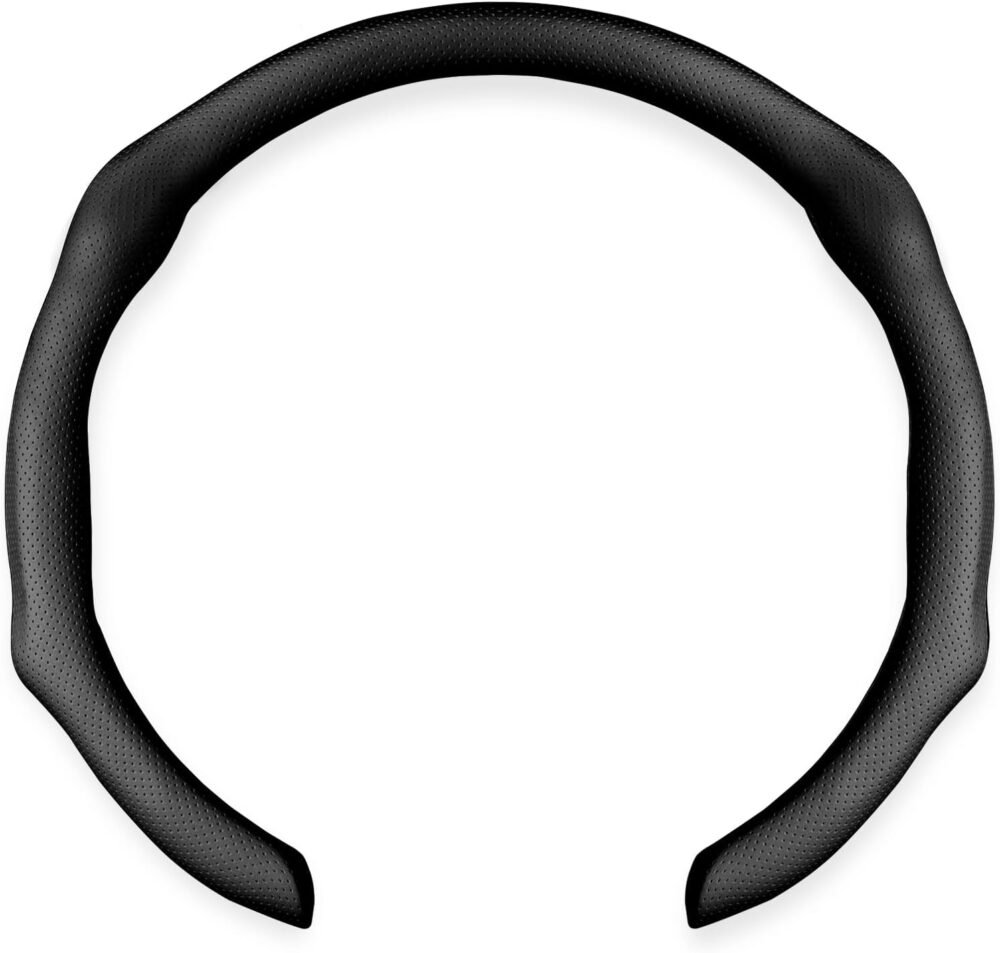 Genuine Leather Steering Wheel Cover – Premium Microfiber Leather Wrap, Designed for Men, Universal Fit for 14.5–15 Inch Steering Wheels, Breathable Interior Protection Accessory (Black)