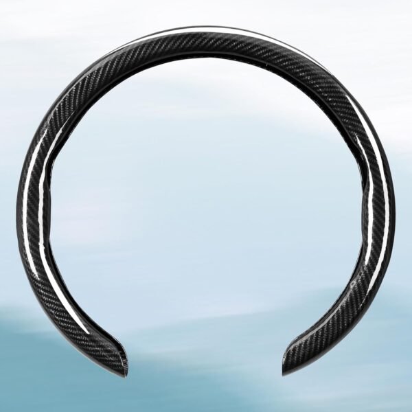 Car Steering Wheel Cover — Glossy Carbon Fiber Style, Non-Slip Steering Wheel Wrap, Universal Fit for 14.5–15 Inch Steering Wheels, Interior Protection Accessory (Black)