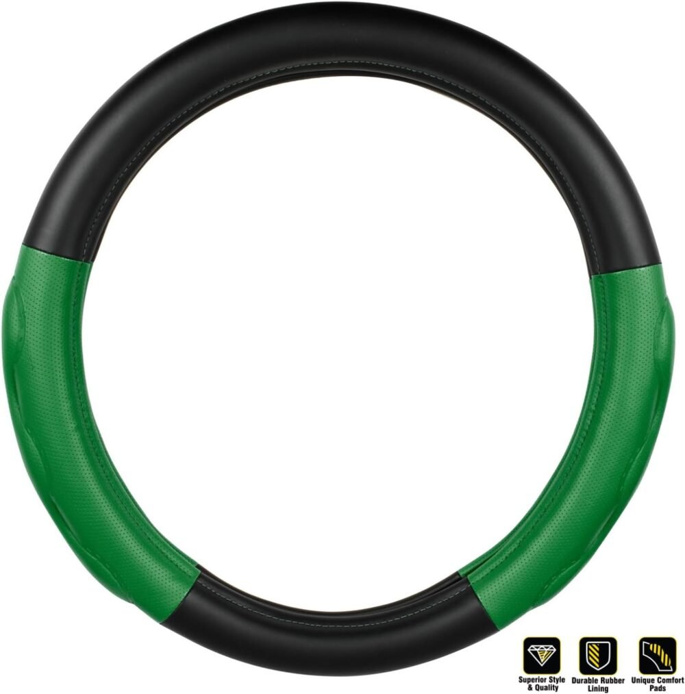18-Inch Steering Wheel Cover — All Black (with Green Comfort Padding) - Image 2