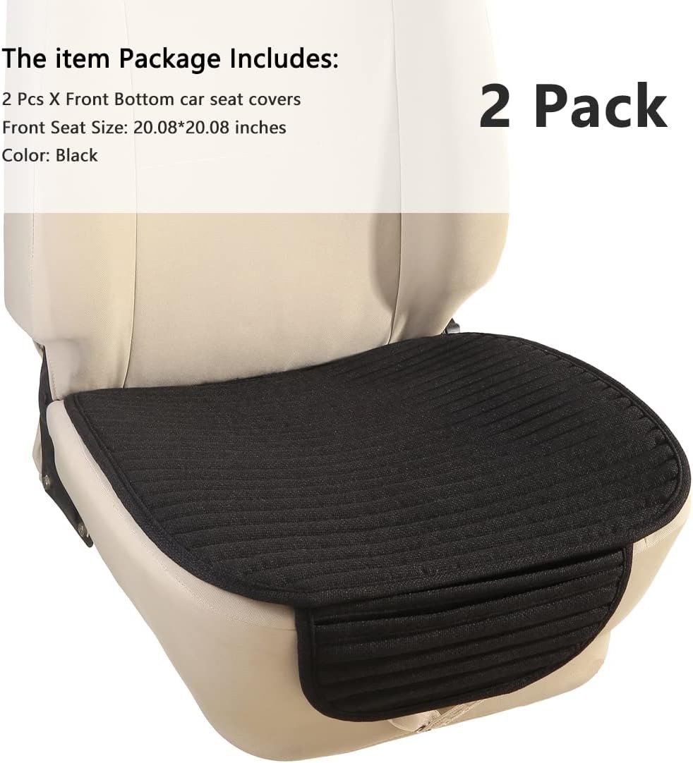 Car Seat Covers,2 Pack Car Seat Pads Cushions,Universal Bottom Car Seat Covers,Driver Car Seat Protector Buckwheat Hulls Anti-Skid Four Seasons General(2PC Black Front Seat) - Image 2