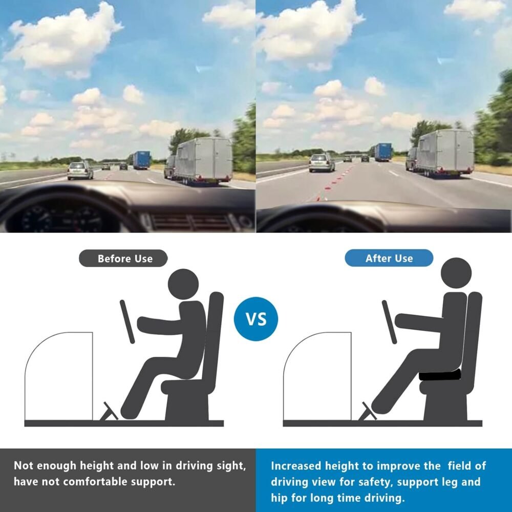 Super Thicken Leather Car Seat Cushion for Adults - Portable Angle Lift Seat Pad with Breathable Cover, Handle, and Buckle - Ideal for Trucks, SUVs, and Office Chairs - Image 2