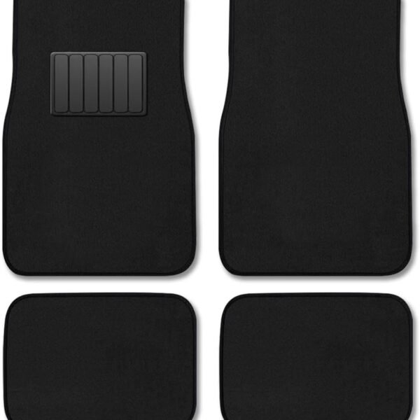 Premium Quality Carpet Vehicle Floor Mats 4-Piece Black Carpet Vehicle Floor Mats with Vinyl Heel Pad Driver Passenger and Rear Floor Mats