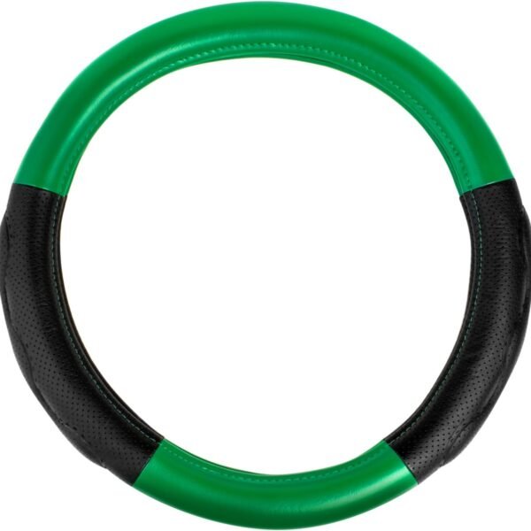 18-Inch Steering Wheel Cover – Solid Green with Black Comfort Grip Pads