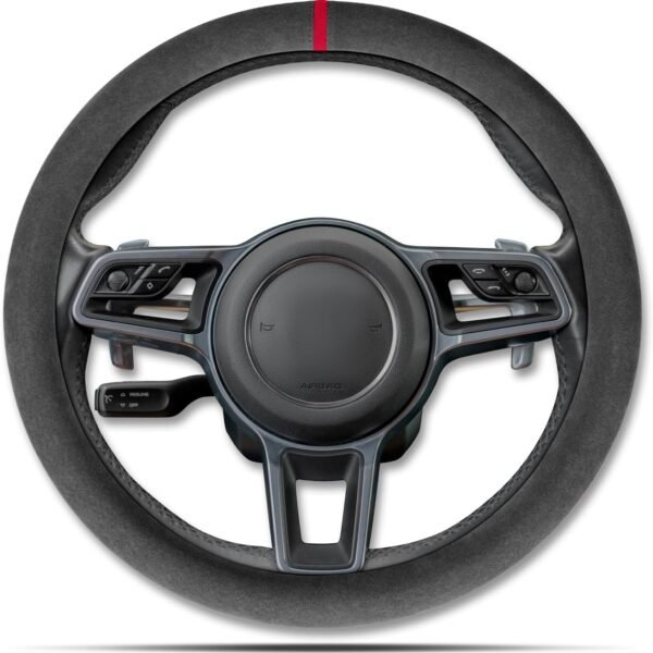 Car Steering Wheel Cover: Non-slip, Comfortable Grip, Breathable, Durable, Full-Coverage, Universal Car Interior Accessory — Black (with Blue Marker) — Standard Model