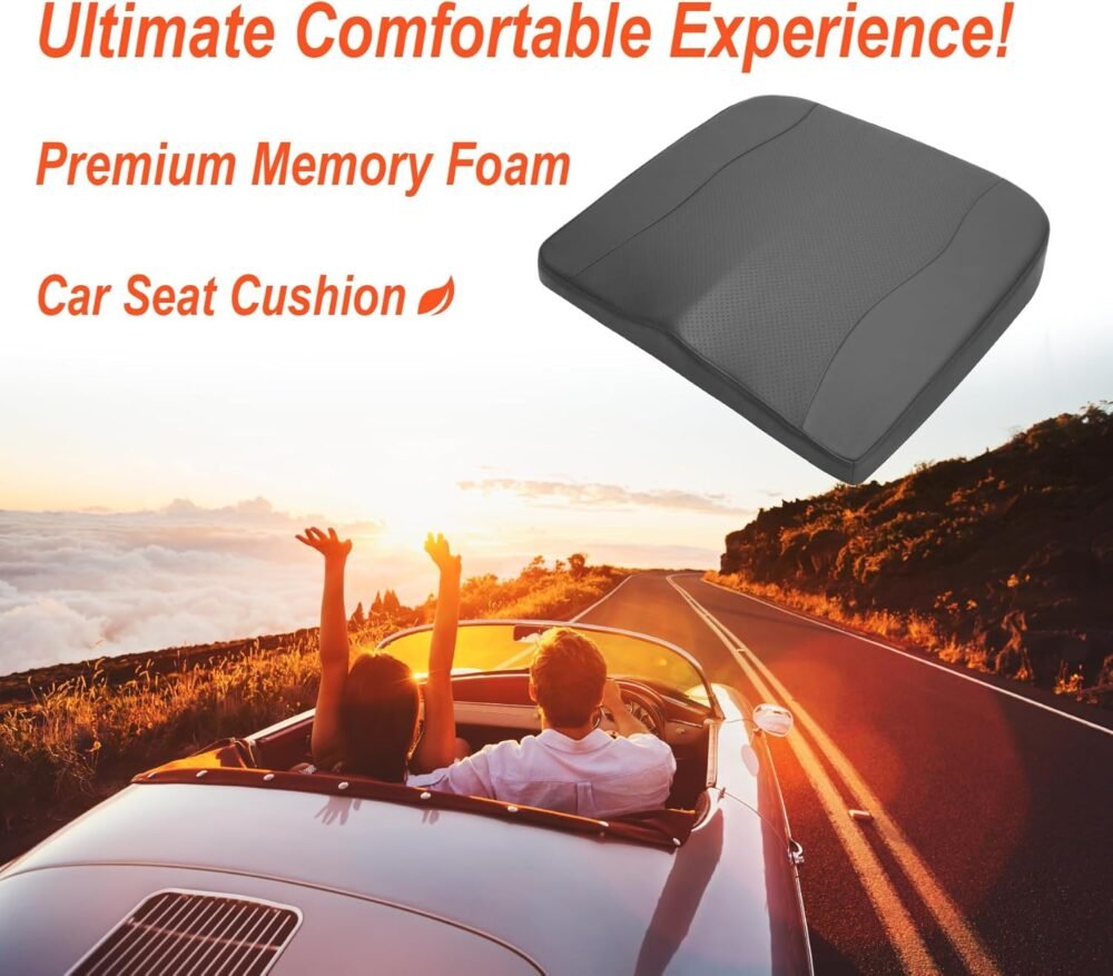 Car Seat Cushion, Comfort Memory Foam Car Cushions for Driving - Sciatica & Lower Back Pain Relief, Seat Cushion for Car Seat Driver, Office Chair, Wheelchair (Classic Grey) - Image 2