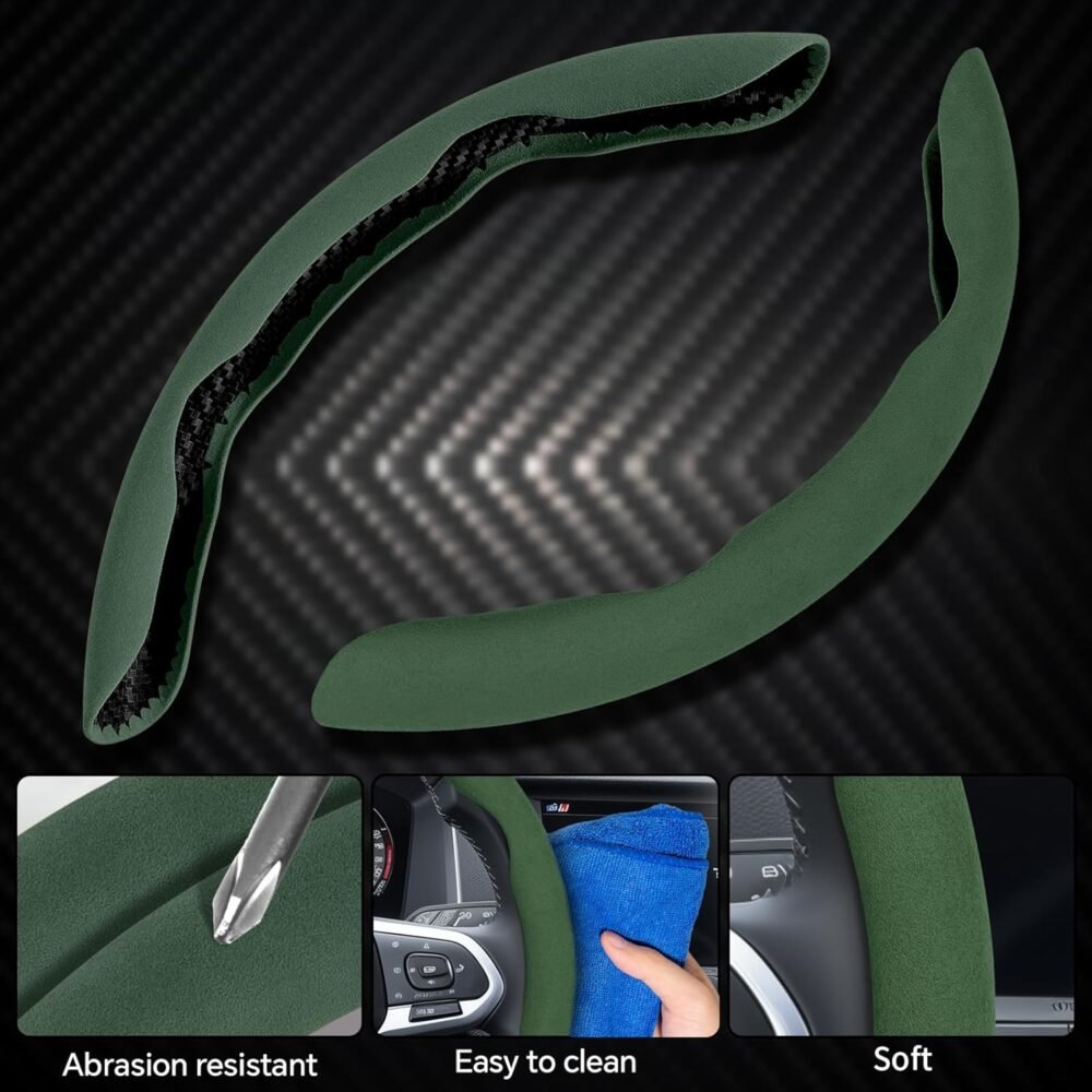 Steering Wheel Cover — Non-Slip Segmented Car Steering Wheel Cover, Unisex Style, Fits 99% of Vehicle Models (Dark Green — Standard Edition) - Image 2