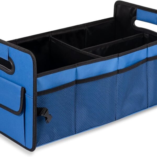 Car Trunk Organizer, Car Organizers and Storage Collapsible Multi Compartment Container Box, Adjustable Car Accessories for SUV Sedan Truck, Standard Size, Blue