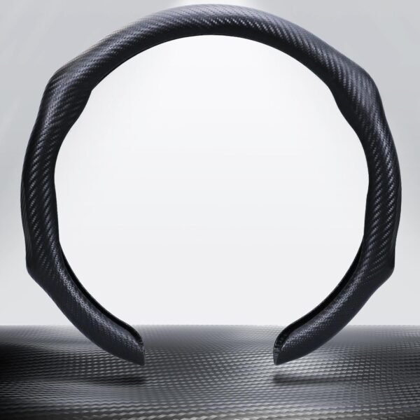 Car Steering Wheel Cover – Carbon Fiber Steering Wheel Protector, 5D Sporty Non-Slip Design, Comfortable & Breathable Interior Accessory, Universal Fit for 14.5–15 Inch Steering Wheels