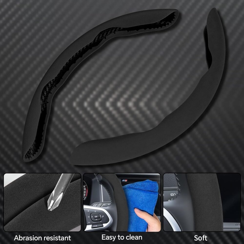 Steering Wheel Cover — Non-Slip Segmented Car Steering Wheel Cover, Unisex Style, Fits 99% of Vehicle Models (Black — Standard Edition) - Image 2