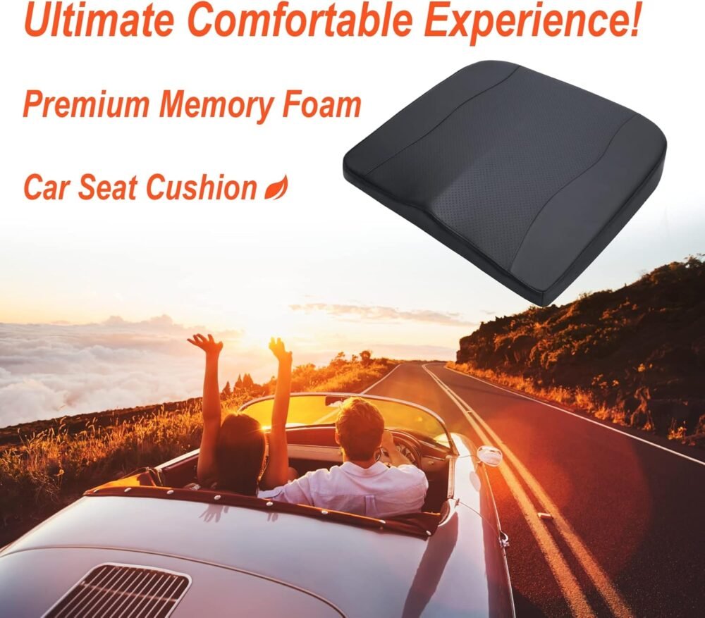Car Seat Cushion, Comfort Memory Foam Car Cushions for Driving - Sciatica & Lower Back Pain Relief, Seat Cushion for Car Seat Driver, Office Chair, Wheelchair (Dark Black) - Image 2