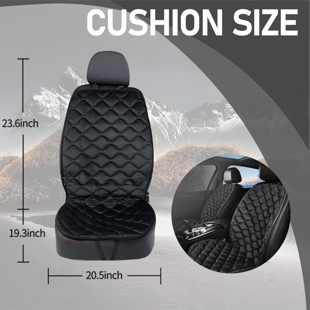 Driver or Passenger Side Seat Cushion for Full Back and Seat Comfortable Seat Cover with Full Back, Universal Seat Cushion for Seat in Winter-Black - Image 2