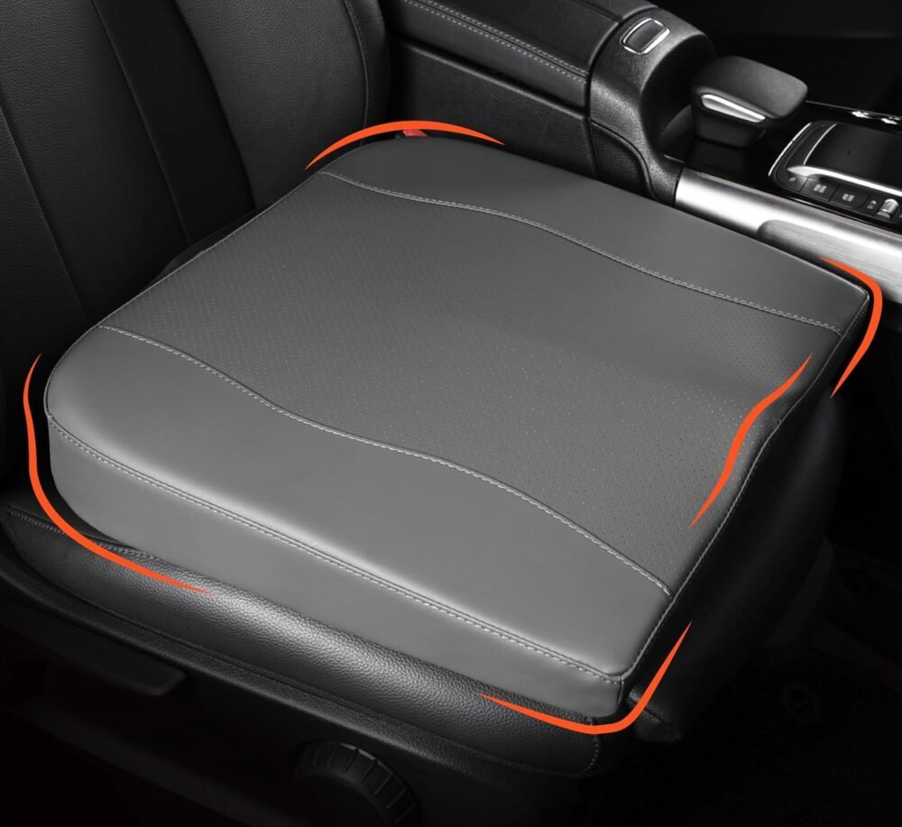 Car Seat Cushion, Comfort Memory Foam Car Cushions for Driving - Sciatica & Lower Back Pain Relief, Seat Cushion for Car Seat Driver, Office Chair, Wheelchair (Classic Grey)