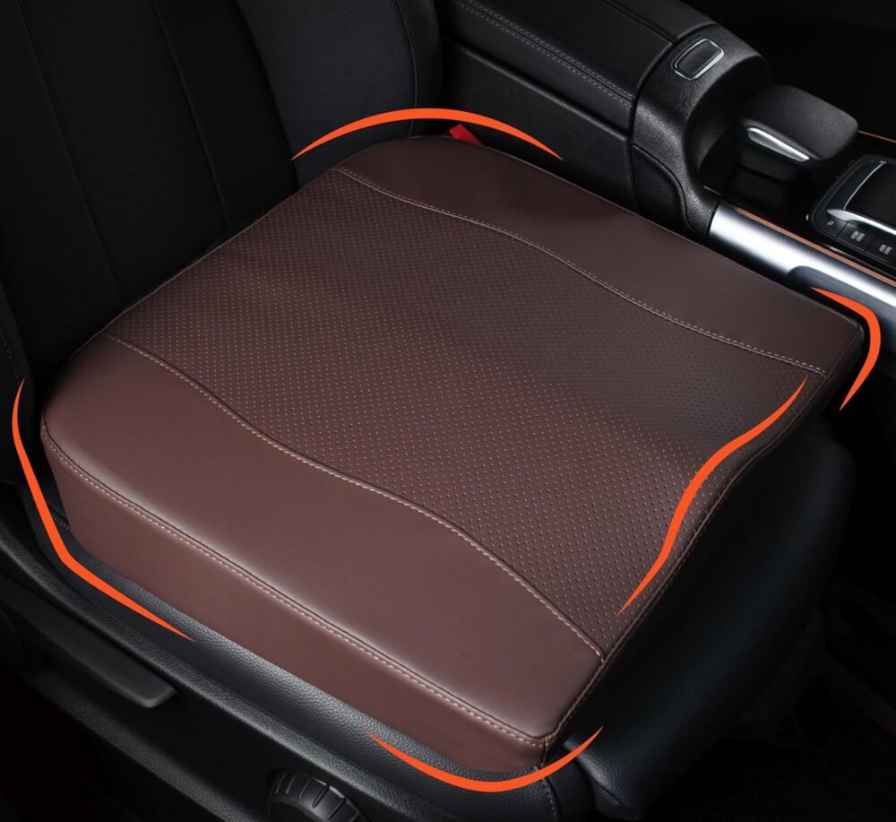 Car Seat Cushion, Comfort Memory Foam Car Cushions for Driving - Sciatica & Lower Back Pain Relief, Seat Cushion for Car Seat Driver, Office Chair, Wheelchair (Classic Brown)