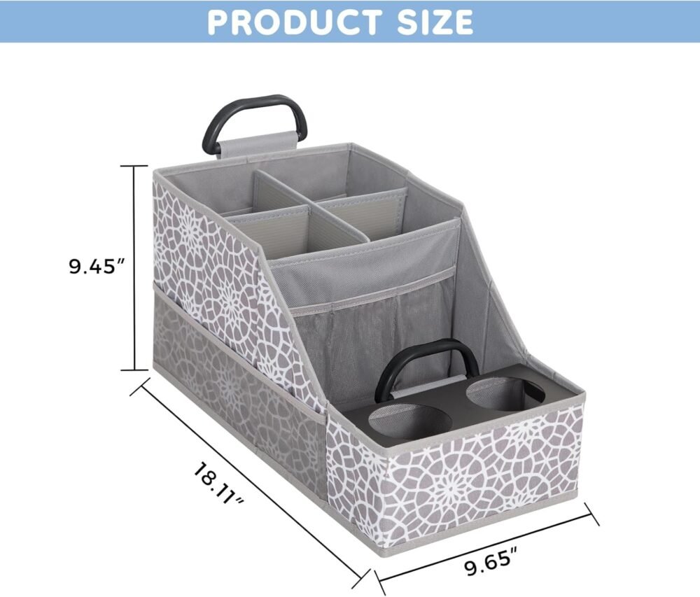 Car Seat Organizer Backseat Car Organizer with 12 Storages Compartments, 2 Metal Cup Holders, Storage Box for Front Back Passenger Between Behind Middle Seats for Trunk Van - Image 2