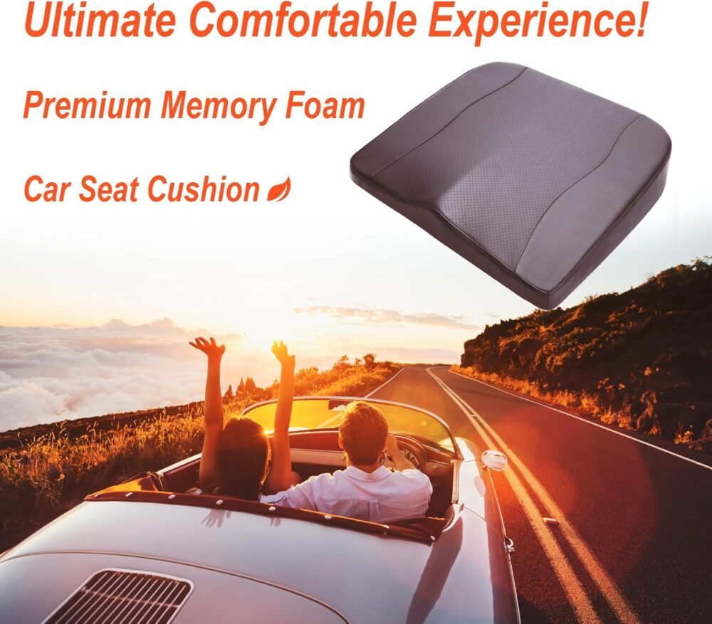 Car Seat Cushion, Comfort Memory Foam Car Cushions for Driving - Sciatica & Lower Back Pain Relief, Seat Cushion for Car Seat Driver, Office Chair, Wheelchair (Classic Brown) - Image 2