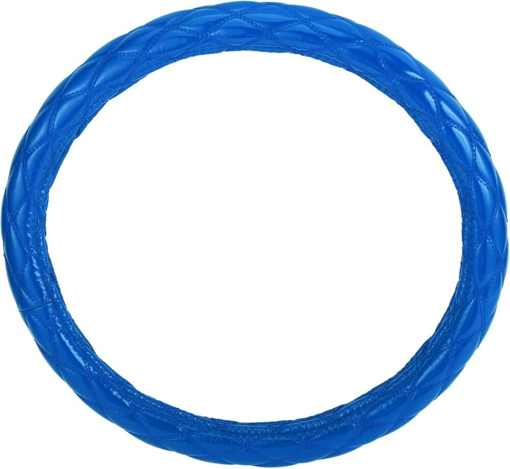 Universal Car Steering Wheel Cover/Protector – Fits Steering Wheels with 47.5–48.9 cm Diameter, Sweat-Resistant Design, Faux Leather & Rubber Material (Blue)