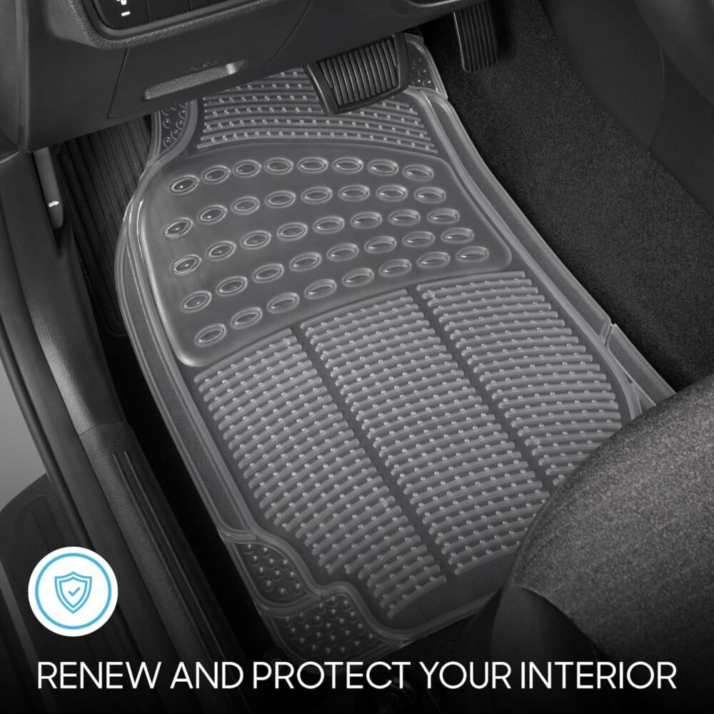 4-Piece Rubber Transparent Clear Floor Mats Heavy Duty for Front & Rear Car Truck Van SUV, All Weather Protection, Universal Fit - Image 2