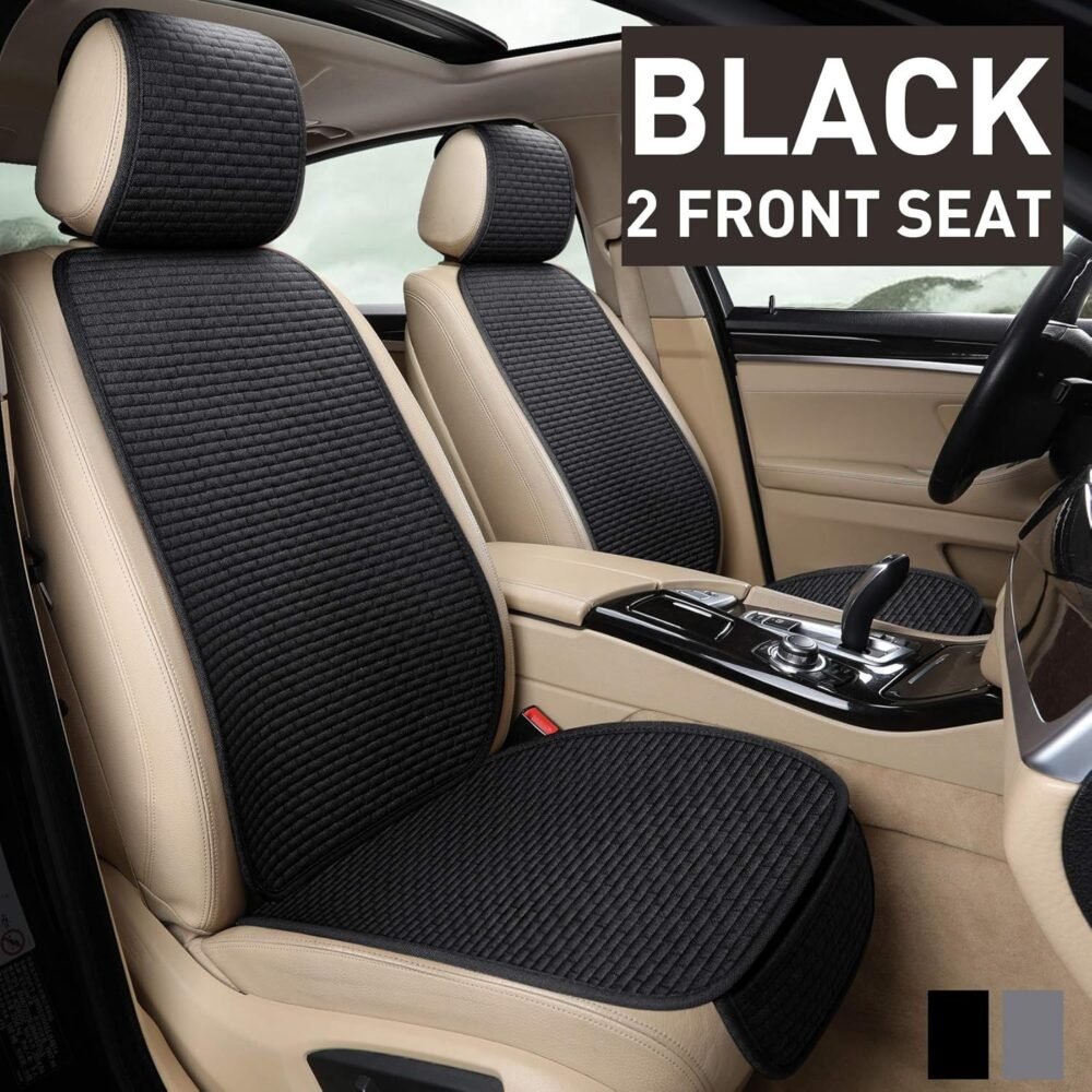 Car Seat Covers Cushion Pad, Seat Covers for Cars, Super Breathable, Warm in Winter and Cool in Summer, Anti-Slip, Storage Bags, Universal Seat Covers Fit for Most Sedans(Black 2 Front Seat) - Image 2