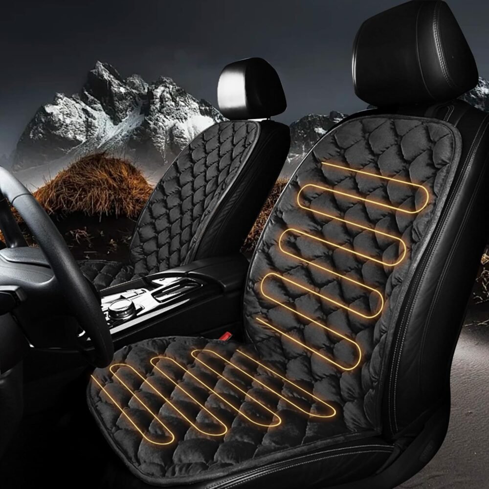 Driver or Passenger Side Seat Cushion for Full Back and Seat Comfortable Seat Cover with Full Back, Universal Seat Cushion for Seat in Winter-Black