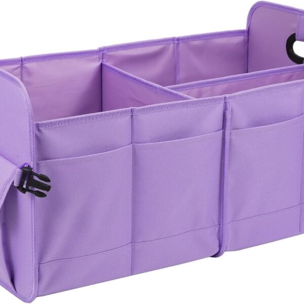 Car Trunk Organizer, Purple, Unisex, Foldable, Non-slip, Adjustable Straps, Multiple Compartments, 600D Oxford Cloth Material