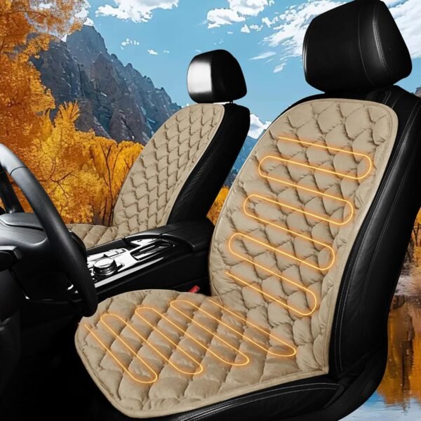 Driver or Passenger Side Seat Cushion for Full Back and Seat Comfortable Seat Cover with Full Back, Universal Seat Cushion for Seat in Winter-Beige