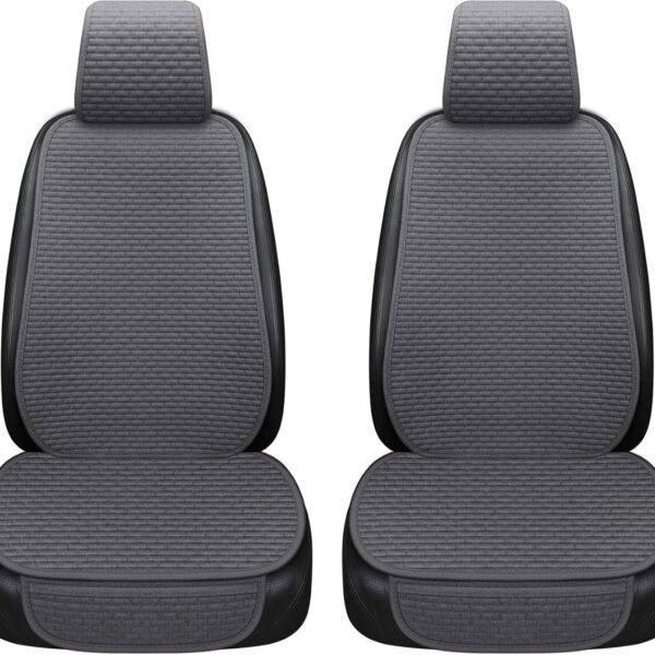 Car Seat Covers Cushion Pad, Seat Covers for Cars, Super Breathable, Warm in Winter and Cool in Summer, Anti-Slip, Storage Bags, Universal Seat Covers Fit for Most Sedans(Gray 2 Front Seat)