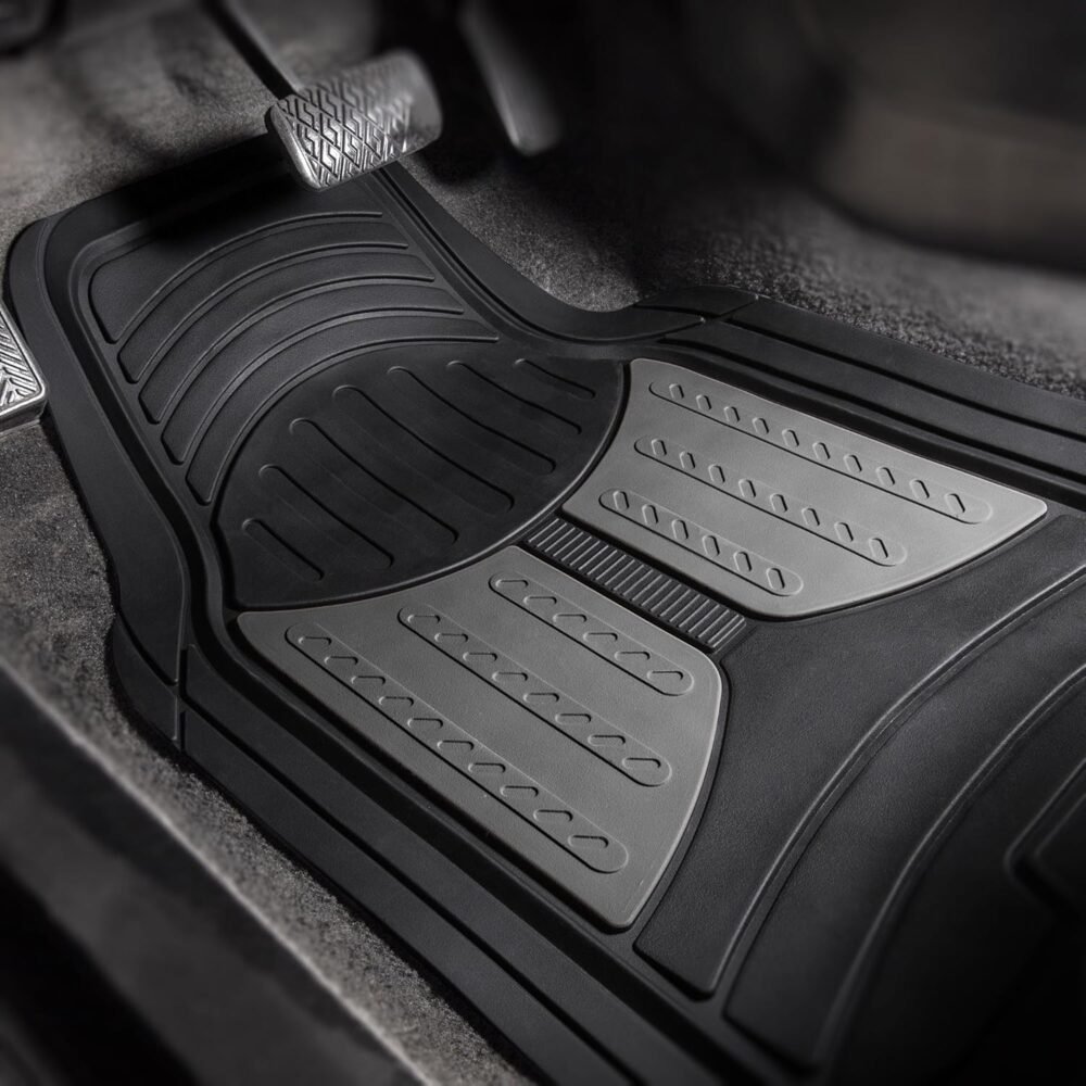 Automotive Floor Mats - Heavy-Duty  Floor Mats for Cars, Universal Fit Full Set,  Floor Mats, Trimmable Floor Mats for Most Sedan, SUV, Truck Floor Mats Rubber Gray - Image 2